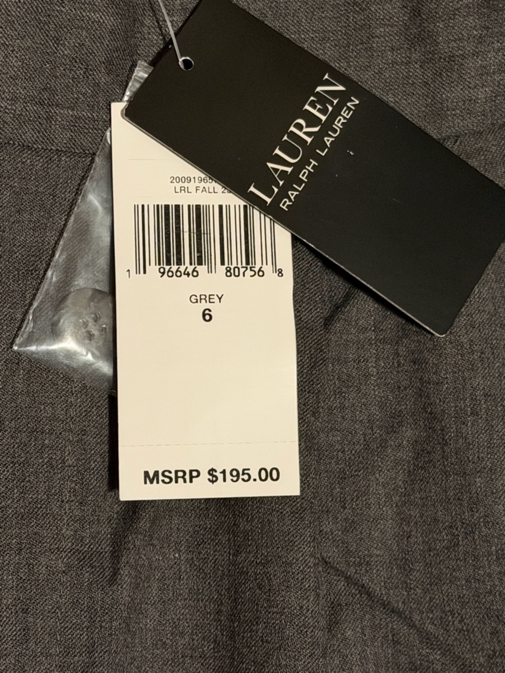 Guaranteed Authentic Lauren Ralph Lauren Grey Pltd Wool Twill Straight Pants, 6 - Picture 14 of 15